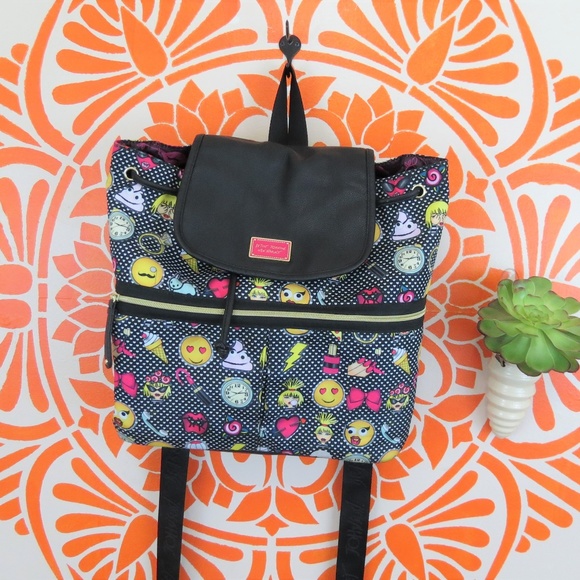 Betsey Johnson Handbags - Betsy Johnson black emoji backpack